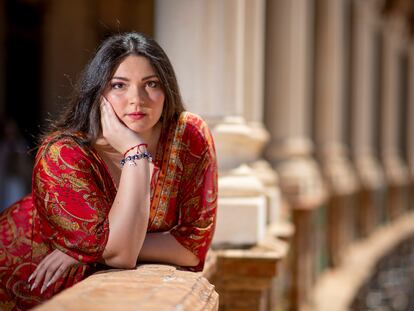 Greyce Medina, el pasado lunes en la plaza de España de Sevilla.