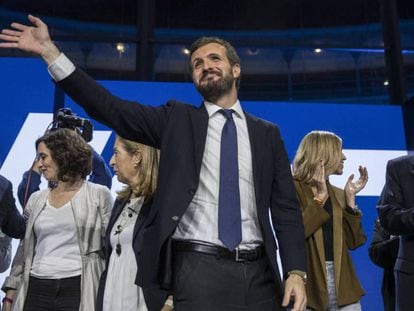 Pablo Casado, en el cierre de campaña del PP en Madrid.