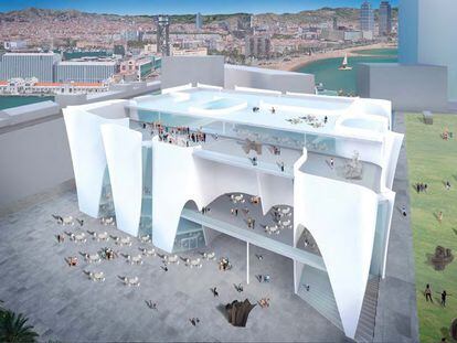 Recreación virtual del edificio del futuro museo de L'Hermitage en Barcelona, diseñado por Toyo Ito