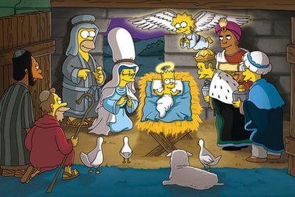 La familia Simpson y su particular versión del nacimiento de Jesús.