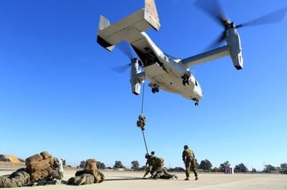 Marines americanos durante unos ejercicios en la base de Mor&oacute;n.