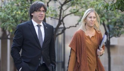 El president Puigdemont i la consellera Munté, aquest dimecres.