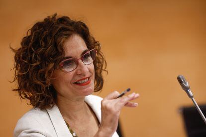 María Jesús Montero, ministra de Hacienda, el miércoles tras el Consejo de Política Fiscal y Financiera, en Madrid.
