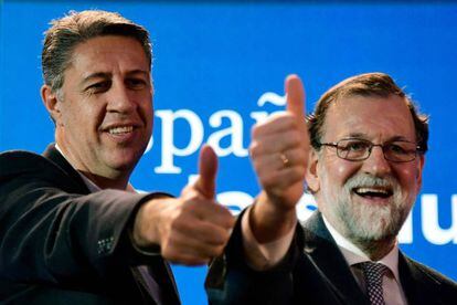 Xavier Garc&iacute;a Albiol y Mariano Rajpy, durante la campa&ntilde;a del PP en las recientes elecciones catalanas.