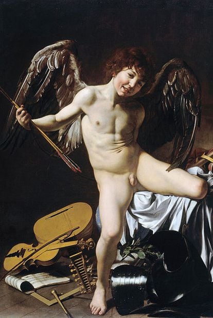 <i>Amor victorioso</i> (hacia 1601), de Caravaggio (Staatliche Museen / Gemäldegalerie. Berlín).