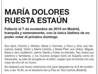 La María Dolores va morir dies abans de les eleccions “amb l’única llàstima de no votar”, però el seu net ho farà per ella