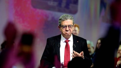 El líder de La France Insoumise, Jean-Luc Mélenchon, el domingo pasado en Reims.