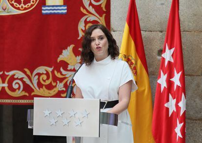 La presidenta de la Comunidad de Madrid, Isabel Díaz Ayuso, en la presentación del curso escolar, el martes.