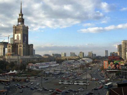 Vista de Varsovia, con el Palacio de la Cultura a la izquierda.