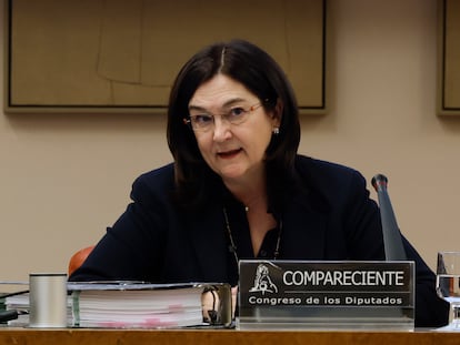 La presidenta de la Comisión Nacional de los Mercados y la Competencia (CNMC), Cani Fernández, en el Congreso.