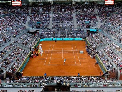 La Caja Mágica de Madrid, durante un partido del Mutua Madrid Open de tenis.