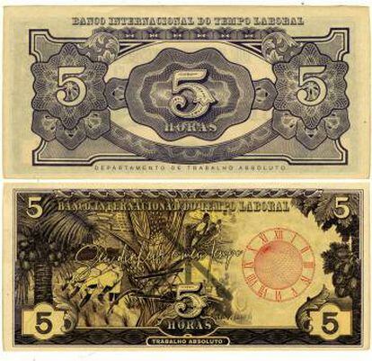 Billete de cinco horas del Banco Internacional de Tiempo.