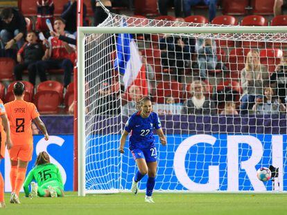 Eve Perisset celebra su gol ante Países Bajos este sábado en los cuartos de final de la Eurocopa femenina.