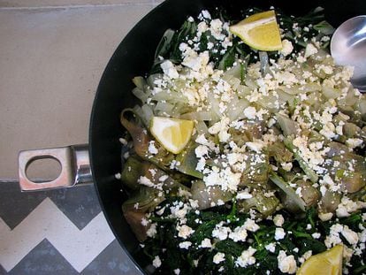 Verduras con feta y limón