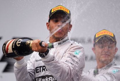 Hamilton y Rosberg, en el podio. 