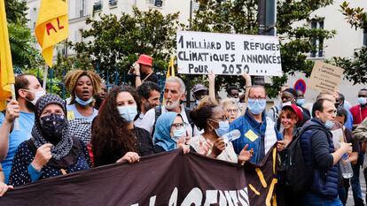Manifestación de migrantes en París, este pasado 21 de agosto.