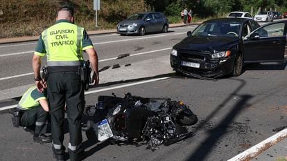Accidente de un motorista en la ciudad de Vigo.