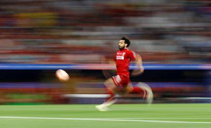 Mohamed Salah en un partido con el Liverpool.