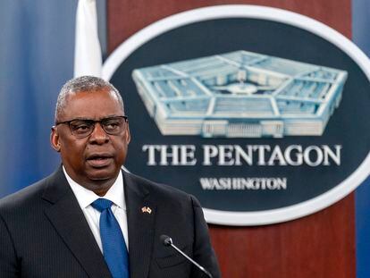 El secretario de Defensa de Estados Unidos, Lloyd Austin, durante una rueda de prensa del mes pasado en el Pentágono.