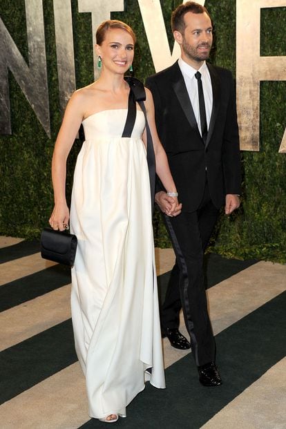 Natalie Portman, de Dior, y su marido, Benjamin Millepied.