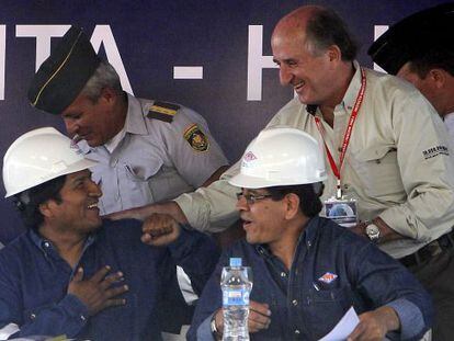 El presidente de Bolivia Evo Morales y el presidente de Repsol, Antonio Brufau, inauguran la nueva planta de Campo Margarita.