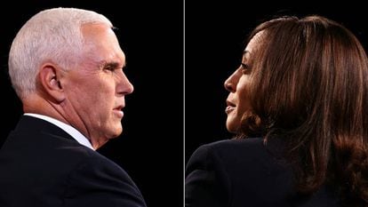 Mike Pence y Kamala Harris durante el debate celebrado el 7 de octubre en Salt Lake City (Utah).