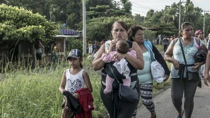 La caravana migrante, a su paso por México.