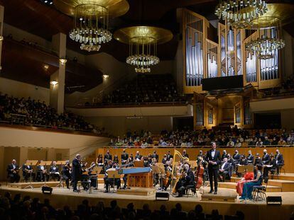 Representación de 'L'Orfeo' de Monteverdi, en el Auditorio Nacional de Música.