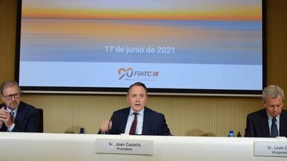 Joan Castell, presidente de Fiatc, durante la última junta general de mutualistas del grupo.