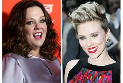 Las actrices Melissa McCarthy y Scarlett Johansson.
