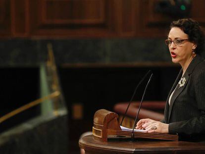 La ministra de Trabajo, Magdalena Valerio, en el Congreso de los Diputados, este martes. 