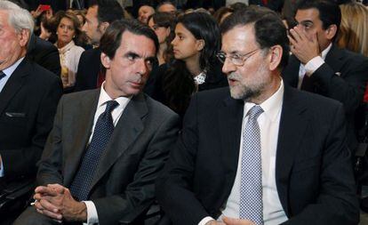 Aznar el pasado miércoles en un acto de FAES con Rajoy.