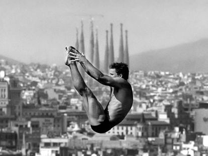 Un saltador, en la piscina olímpica, en 1992.