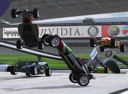 Una imagen del videojuego <i>Gran Turismo 5 Prologue,</i> con una valla publicitaria de fondo.