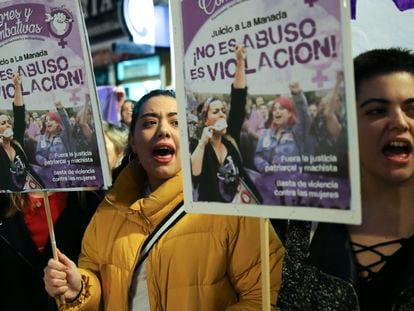 Manifestación en Madrid, en 2018, contra una de las primeras sentencias dictadas en el 'caso de la Manada'.