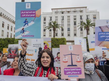 Manifestación en Rabat por la igualdad de derechos y contra la violencia contra las mujeres, el pasado 8 de marzo.