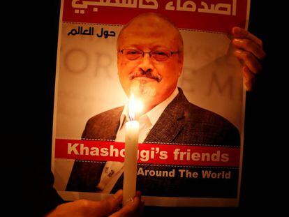 Manifestación en memoria de Jamal Khashoggi, en octubre en Estambul.