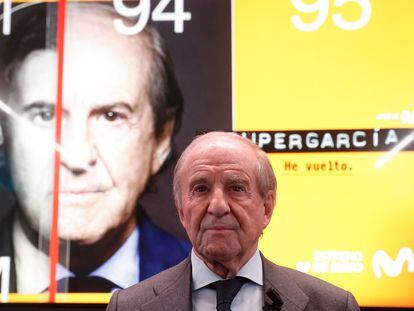El periodista José María García, durante la presentación de la serie documental 'Supergarcía', el 23 de mayo.