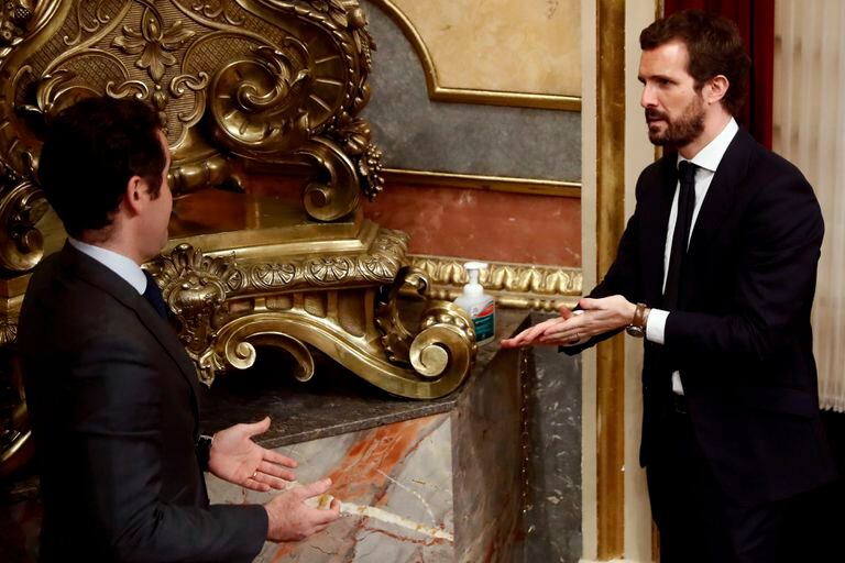 Pablo Casado y Teodoro García, el pasado jueves en el Congreso.
