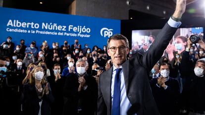 El presidente del PP de Galicia, Alberto Núñez Feijóo, anuncia el pasado día 2 de marzo en la junta directiva del partido en Galicia su intención de presentarse a la presidencia del PP nacional, tras la salida de Pablo Casado.