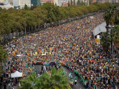 Las marchas independentistas confluyen a las 17.00 horas en una manifestación en el paseo de Gràcia