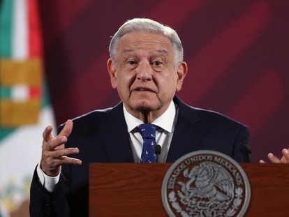 Andrés Manuel López Obrador durante su conferencia matutina de este jueves.