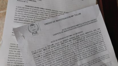 Acta de denuncia levantada ante la Fiscalía General del Estado de Quintana Roo.