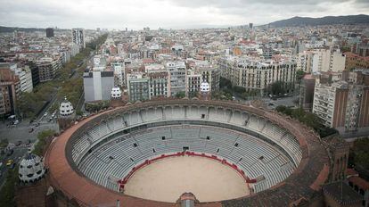 Vista a&eacute;rea de la Plaza de toros Monumental de Barcelona.