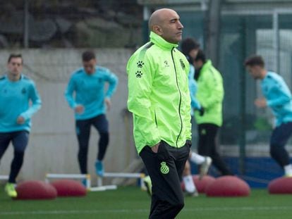 Abelardo, el pasado día 30, en su primer entrenamiento con el Espanyol.