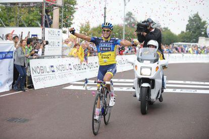 Alberto Contador, ayer en su victoria en Superga.