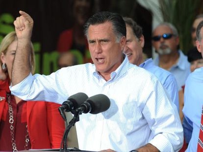 El candidato republicano, Mitt Romney, el lunes en un mitin en Miami. 