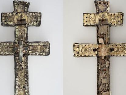 La cruz románica de Anglesola, fabricada en Jerusalén en el siglo XII, y que en su interior ocultaba otra cruz y un conjunto de valiosas reliquias.