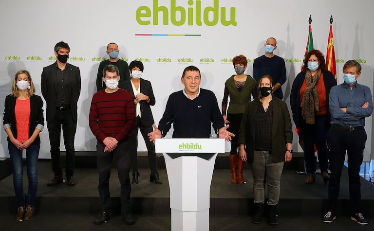 El actual líder de EH Bildu, Arnaldo Otegi, en una rueda de prensa celebrada esta semana.