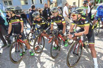 Walter Pedraza, Brayan Ramirez, Miguel Angel Rubiano y Fabio Duarte en el Giro del Trentino-Melinda.
